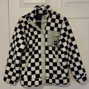 Vans Checkered Teddy Jacket - Black, White, and Green